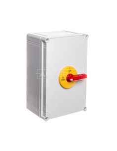 Rozłącznik izolacyjny 3P 125A w obudowie z poliwęglanu z czołem zamykanym żółto-czerwonym RSI-3125\OBPZC