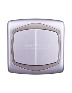 TON Łącznik schodowy podwójny srebro + satyna ŁP-10C/18/16