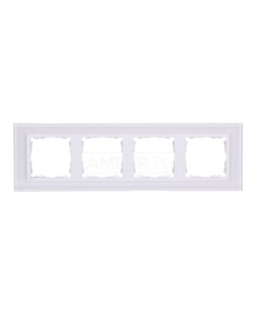 Simon 82 Ramka poczwórna pozioma szklana/ ramka pośrednia biała 82647-30