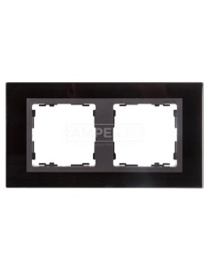 Simon 82 Ramka podwójna pozioma szklana czarna/ ramka pośrednia grafit 82827-32