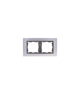 Simon 82 Ramka podwójna pozioma metalowa stal inox/ ramka pośrednia grafitowa 82827-37