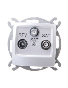 KARO Gniazdo antenowe RTV-SAT-SAT srebrny perłowy GPA-S2S/m/43