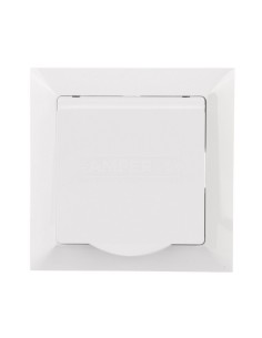 PREMIUM Gniazdo pojedyncze z/u 16A 250V z klapką IP44 białe GPT-16 PrH