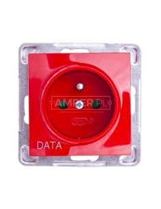 IMPRESJA Gniazdo pojedyncze z/u DATA z przesłonami czerwone GP-1YZDP/m/00