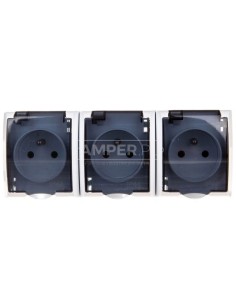 FALA Gniazdo hermetyczne potrójne z/u IP44 klapka przezroczysta białe GNH-3HZ/00/d