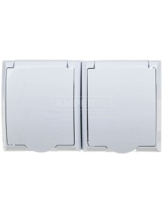 FALA Gniazdo hermetyczne podwójne z/u IP44 klapka biała GNH-2HZ/00/w