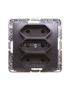 IMPRESJA Gniazdo potrójne b/u 2,5A EURO antracyt GP-3Y/m/50