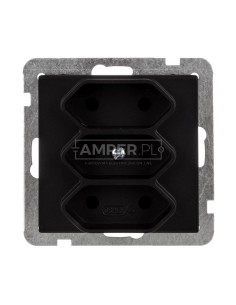 SONATA Gniazdo potrójne b/u 2,5A EURO czarny metalik GP-3R/m/33