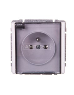 KOS66 Gniazdo bryzgoszczelne z/u IP44 z przesłonami klapka dymna białe 660440 2