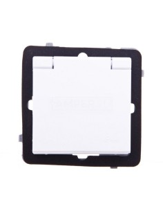 SONATA Gniazdo bryzgoszczelne z/u IP44 z przesłonami klapka biała GPH-1RZP/m/00/w