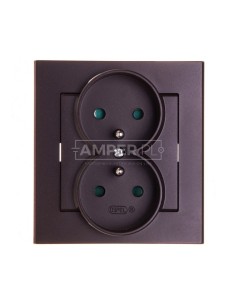 SONATA Gniazdo podwójne z/u z przesłonami czekoladowy metalik GP-2RZP/40