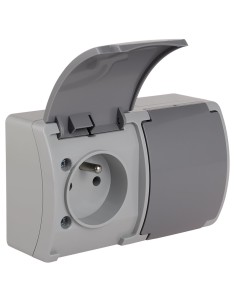 Koala Gniazdo podwójne z/u (2x2P+Z) n/t IP44 popiel z klapką grafit VG 162-08 61.384 2