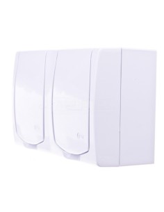 MADERA Gniazdo hermetyczne podwójne z/u IP44 z przesłonami klapka biała GNH-2NZP/00/w