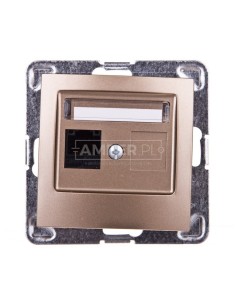 IMPRESJA Gniazdo komputerowe pojedyncze RJ45 kat.5e MMC złoty metalik GPK-1Y/K/m/28