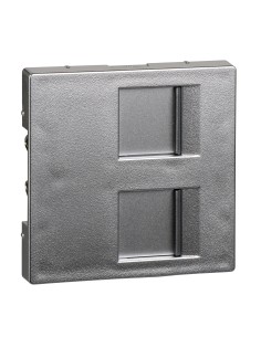 Płytka centralna podwójn. gniazda modułowego z osłoną przeciwkurzową, alu, Sys M Merten MTN4562-0460 Schneider 2