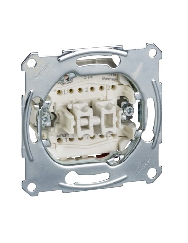Mechanizm przycisku podwójn. schod. 1-bieg., p/t, 10A, AC 250 V, b.śrub. Merten MTN3159-0000 Schneider