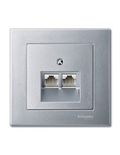 Płytka centralna mechanizmu RJ45, podwójna, aluminium, system M Merten MTN298060 Schneider 2