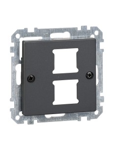 Płytka centralna mechanizmu gniazda RJ11/RJ45, podwójna, antracyt, system M Merten MTN291214 Schneider 2