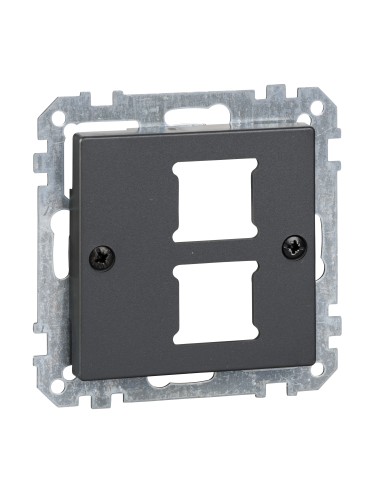 Płytka centralna mechanizmu gniazda RJ11/RJ45, podwójna, antracyt, system M Merten MTN291214 Schneider