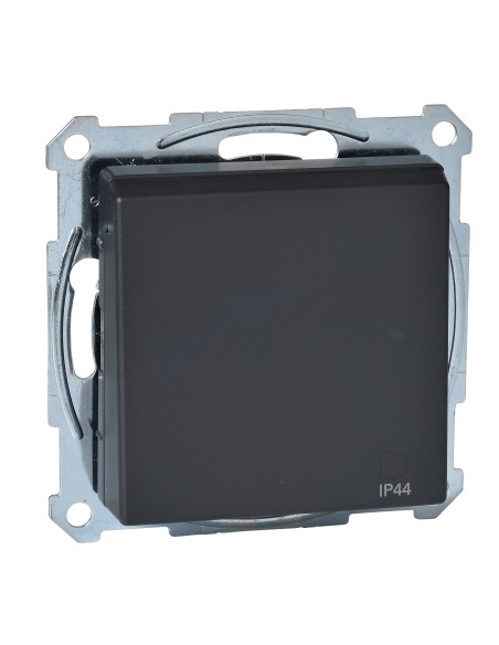Gniazdo wtyk. z uziem. i klapką, IP44, z przesł. śrub., antracyt, połysk, Sys M Merten MTN2614-0414 Schneider