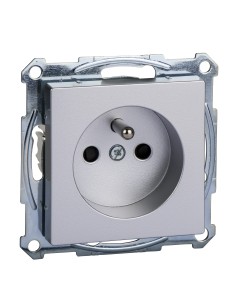 Gniazdo wtykowe z uziemieniem i przesłoną, zaciski śrubowe, aluminium, system M Merten MTN2600-0460 Schneider 2