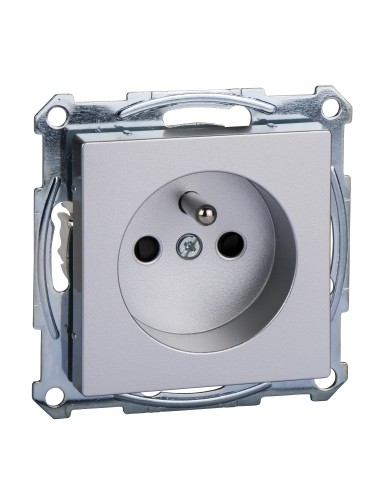 Gniazdo wtykowe z uziemieniem i przesłoną, zaciski śrubowe, aluminium, system M Merten MTN2600-0460 Schneider
