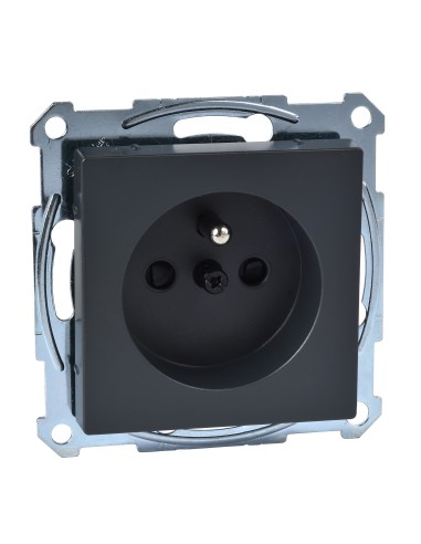 Gniazdo wtykowe z uziemieniem i przesłoną, zaciski śrubowe, antracyt, system M Merten MTN2600-0414 Schneider