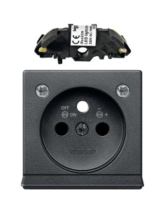 Płytka centr. z gn. ośw. i LED do gn. wtyk., z uziem., przesł. antracyt, Sys M Merten MTN2534-0414 Schneider 2