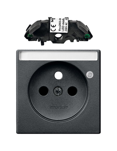 Płytka centr. p.opis. i LED do gn. wtyk., z uziem., przesł. antracyt, Sys M Merten MTN2533-0414 Schneider