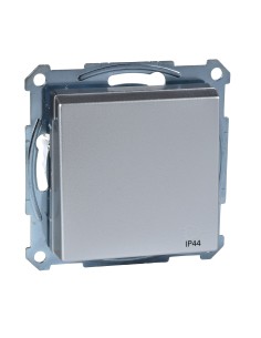 Gniazdo wtykowe z uziemieniem i klapką, IP44, z przesłoną, b.śrub., alu, Sys M Merten MTN2514-0460 Schneider 2
