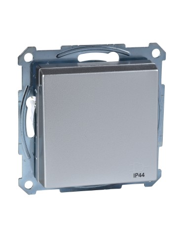 Gniazdo wtykowe z uziemieniem i klapką, IP44, z przesłoną, b.śrub., alu, Sys M Merten MTN2514-0460 Schneider