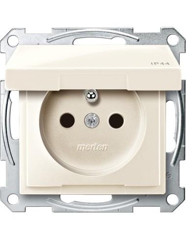 Gniazdo wtykowe z uziemieniem i klapką, IP44, z przesłoną, b.śrub., K, P, Sys M Merten MTN2514-0344 Schneider