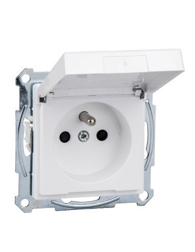 Gniazdo wtykowe z uziemieniem i klapką, z przesłoną, b.śrub., B.A, P, Sys M Merten MTN2510-0325 Schneider