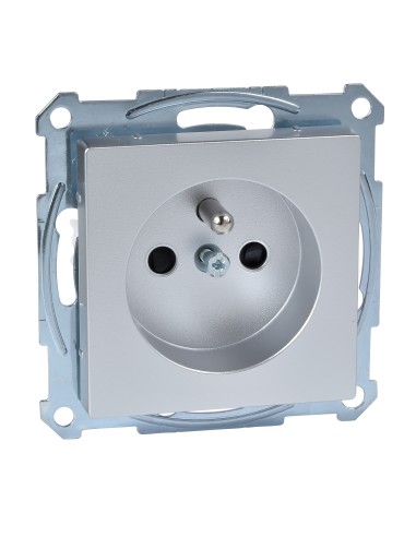 Gniazdo wtykowe z uziemieniem i przesłoną, b.śrub., alu, Sys M Merten MTN2500-0460 Schneider