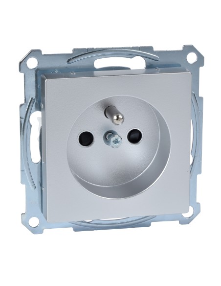 Gniazdo wtykowe z uziemieniem i przesłoną, b.śrub., alu, Sys M Merten MTN2500-0460 Schneider