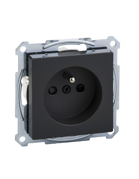 Gniazdo wtykowe z uziemieniem i przesłoną, b.śrub., antracyt, Sys M Merten MTN2500-0414 Schneider
