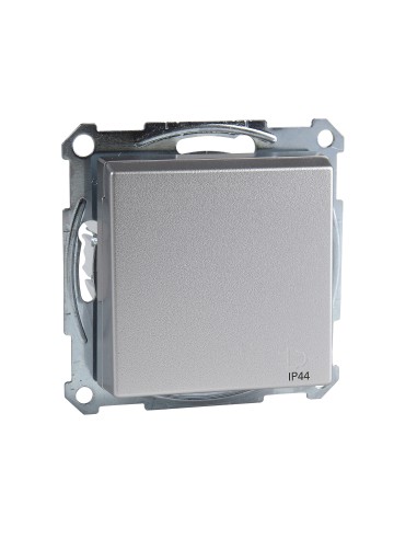 Gniazdo wtykowe SCHUKO z klapką, IP44, z przesłoną, zaciski śrub., alu, Sys M Merten MTN2414-0460 Schneider