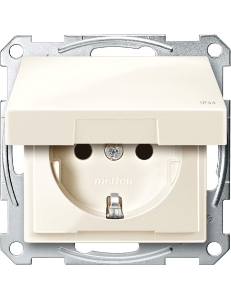 Gniazdo wtykowe SCHUKO z klapką, IP44, z przesłoną, zaciski śrub., K, P, system Merten MTN2414-0344 Schneider