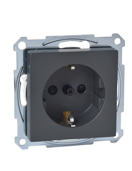 Gniazdo wtykowe SCHUKO, z przesłoną, zaciski śrubowe, antracyt, system M Merten MTN2400-0414 Schneider