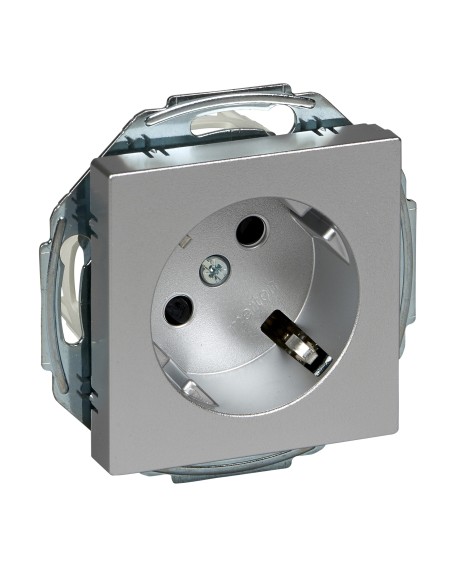 Gniazdo wtykowe SCHUKO 45° z przesłoną, zaciski bezśrubowe, aluminium, system M Merten MTN2370-0460 Schneider