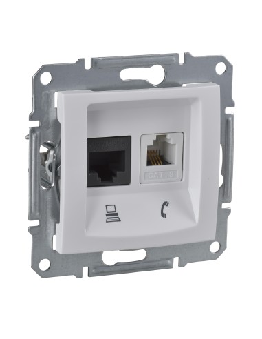 Sedna gniazdo telefoniczne - komputerowe kat.5E białe SDN5100121 - hurtownia elektryczna Amper.pl