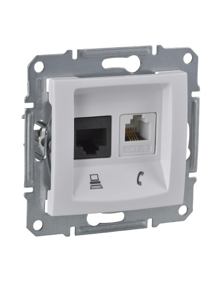 Sedna gniazdo telefoniczne - komputerowe kat.5E białe SDN5100121 - hurtownia elektryczna Amper.pl