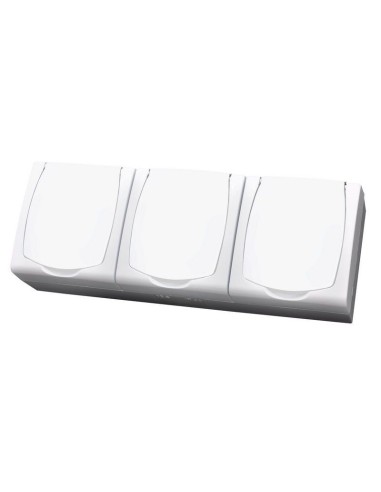 Madera gniazdo hermetyczne 3-krotne IP44 klapka biała białe GNH-3NZ 00 w - hurtownia elektryczna Amper.pl