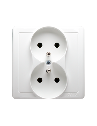 Basic Moduł gniazdo podwójne 2x2p+z kompletne białe - hurtownia elektryczna Amper.pl