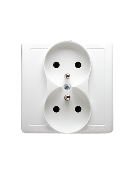 Basic Moduł gniazdo podwójne 2x2p+z kompletne białe - hurtownia elektryczna Amper.pl