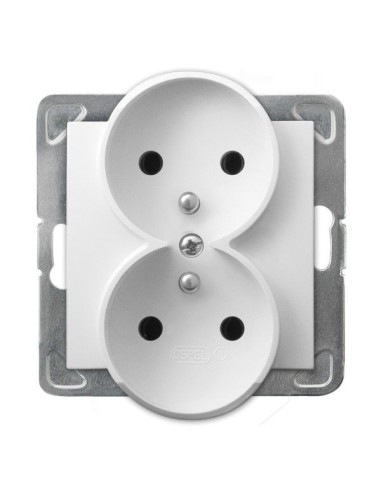 Impresja gniazdo podwójne 2x2p+z bez ramki białe GP-2YRZ m 00 - hurtownia elektryczna Amper.pl