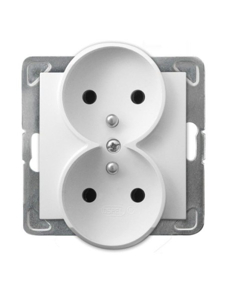 Impresja gniazdo podwójne 2x2p+z bez ramki białe GP-2YRZ m 00 - hurtownia elektryczna Amper.pl