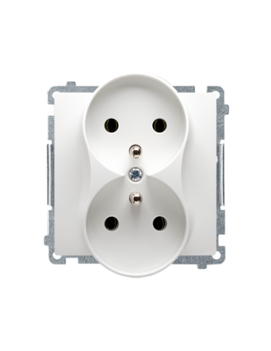 Basic Moduł gniazdo podwójne 2x2p+z bez ramki białe - hurtownia elektryczna Amper.pl
