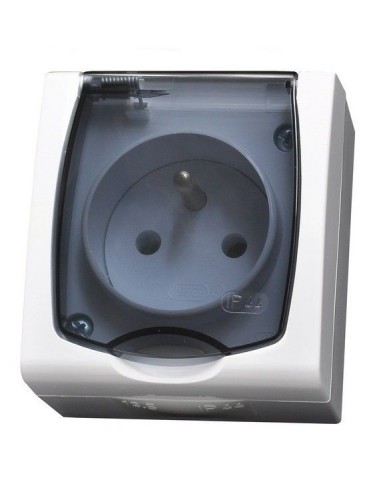 Madera gniazdo hermetyczne 1-krotne IP44 klapka dymna białe Ospel - hurtownia elektryczna Amper.pl