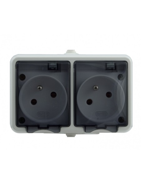 Hydro gniazdo hermetyczne n t podwójne IP44 klapka dymna białe 1214 36 - hurtownia elektryczna Amper.pl